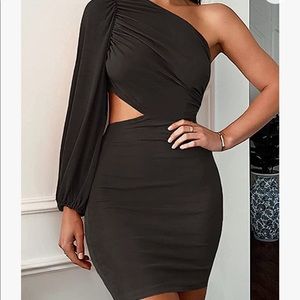 Black mini   stretch dress .